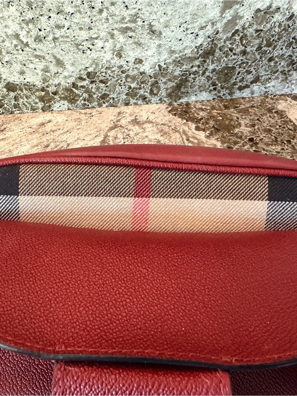 Burberry Burgundy Leather Crossbody with Vintage Check and Gold Hardware - Picture 10 of 16